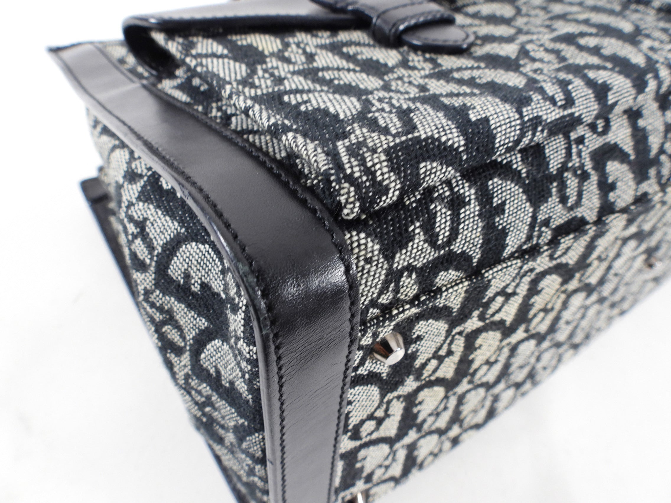 Dior Vintage Dark Midnight Navy Oblique Monogram Tote Bag