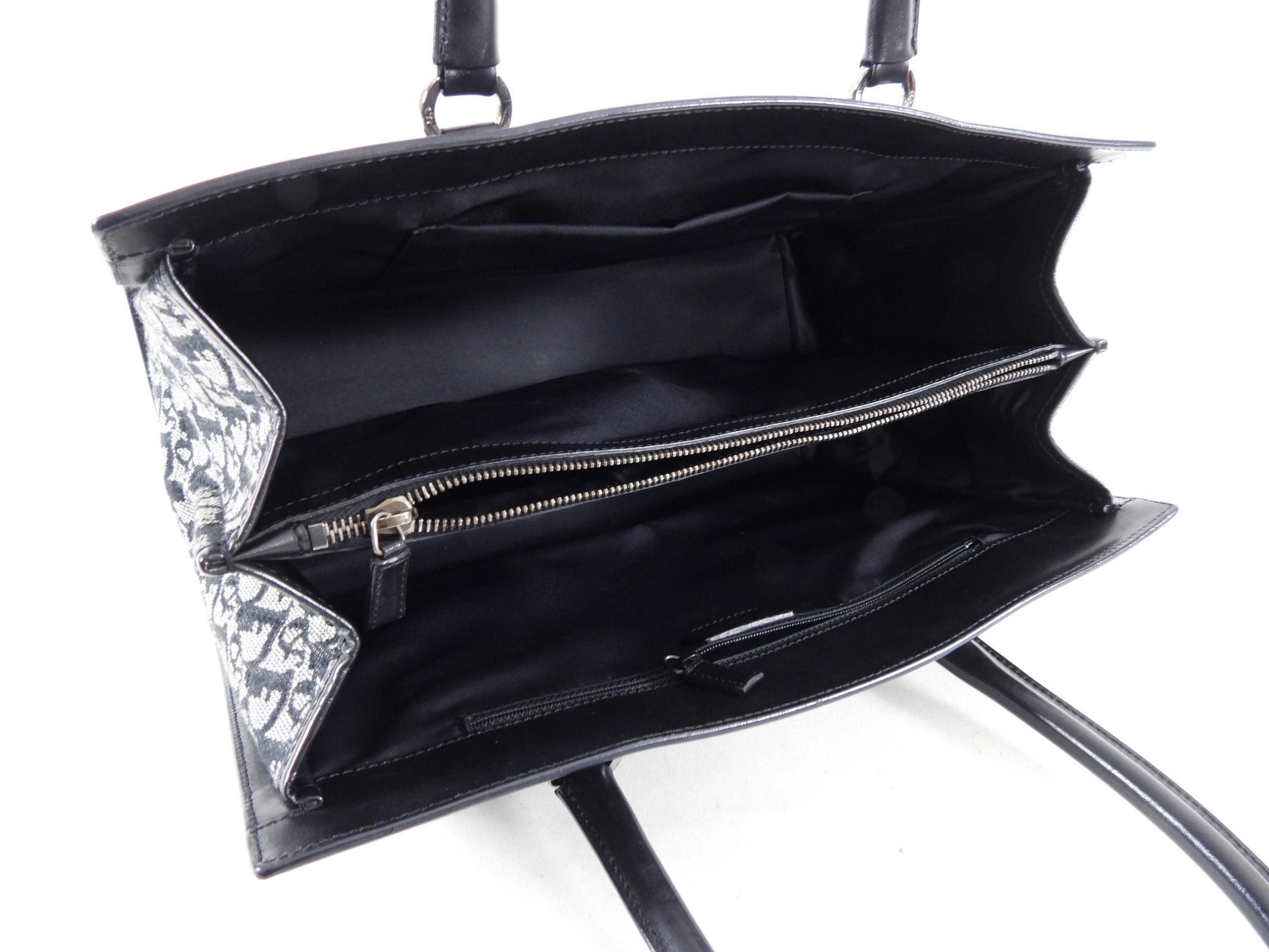Dior Vintage Dark Midnight Navy Oblique Monogram Tote Bag