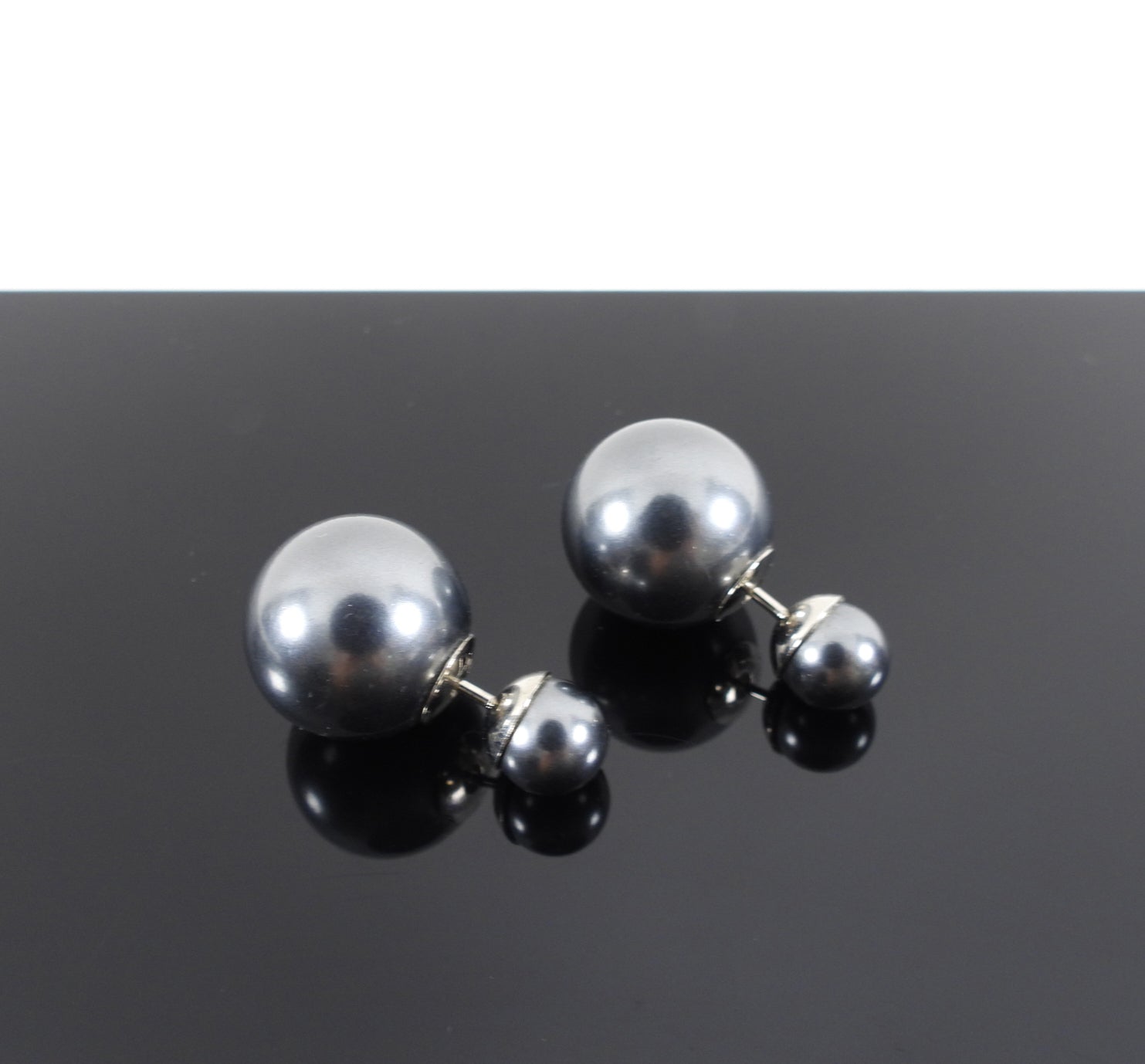Dior Dark Grey Faux Pearl Tribales Earrings