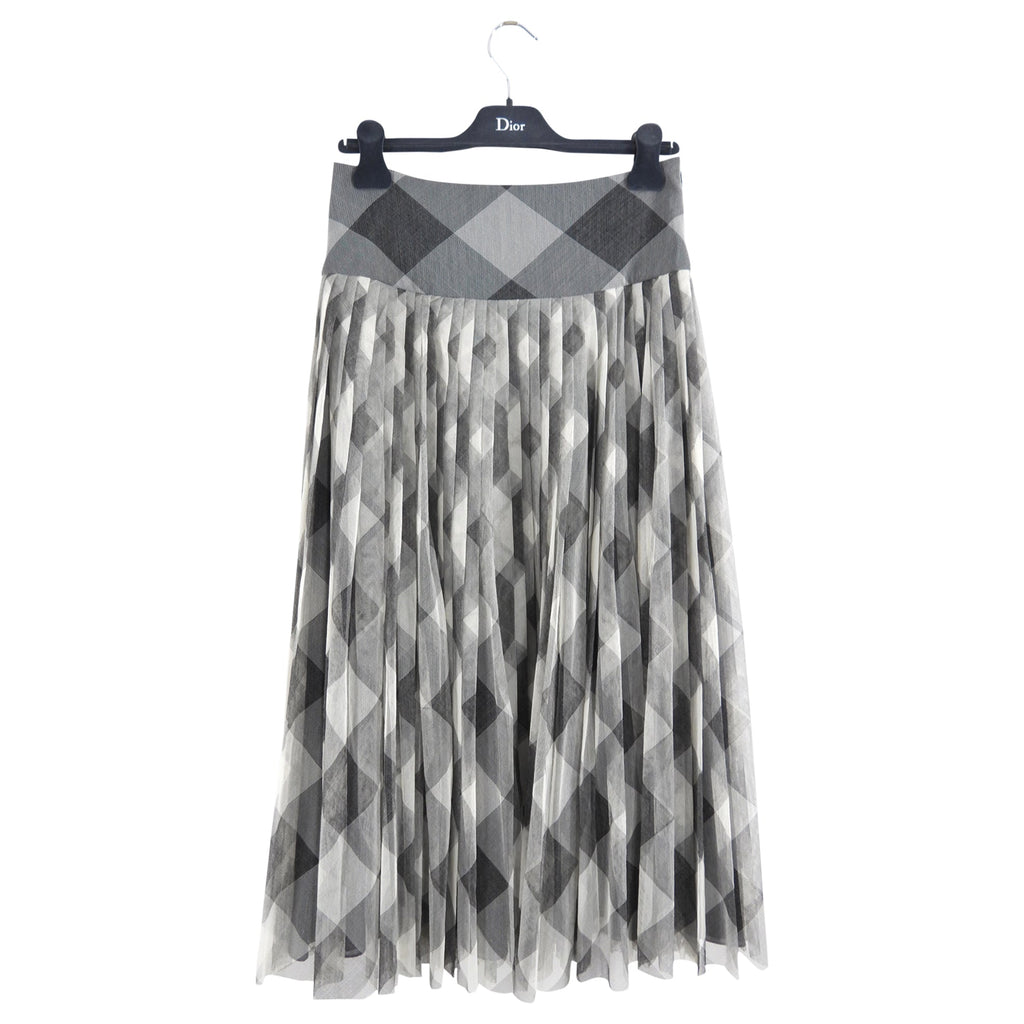 Christian Dior Grey Check Tulle Skirt - 8