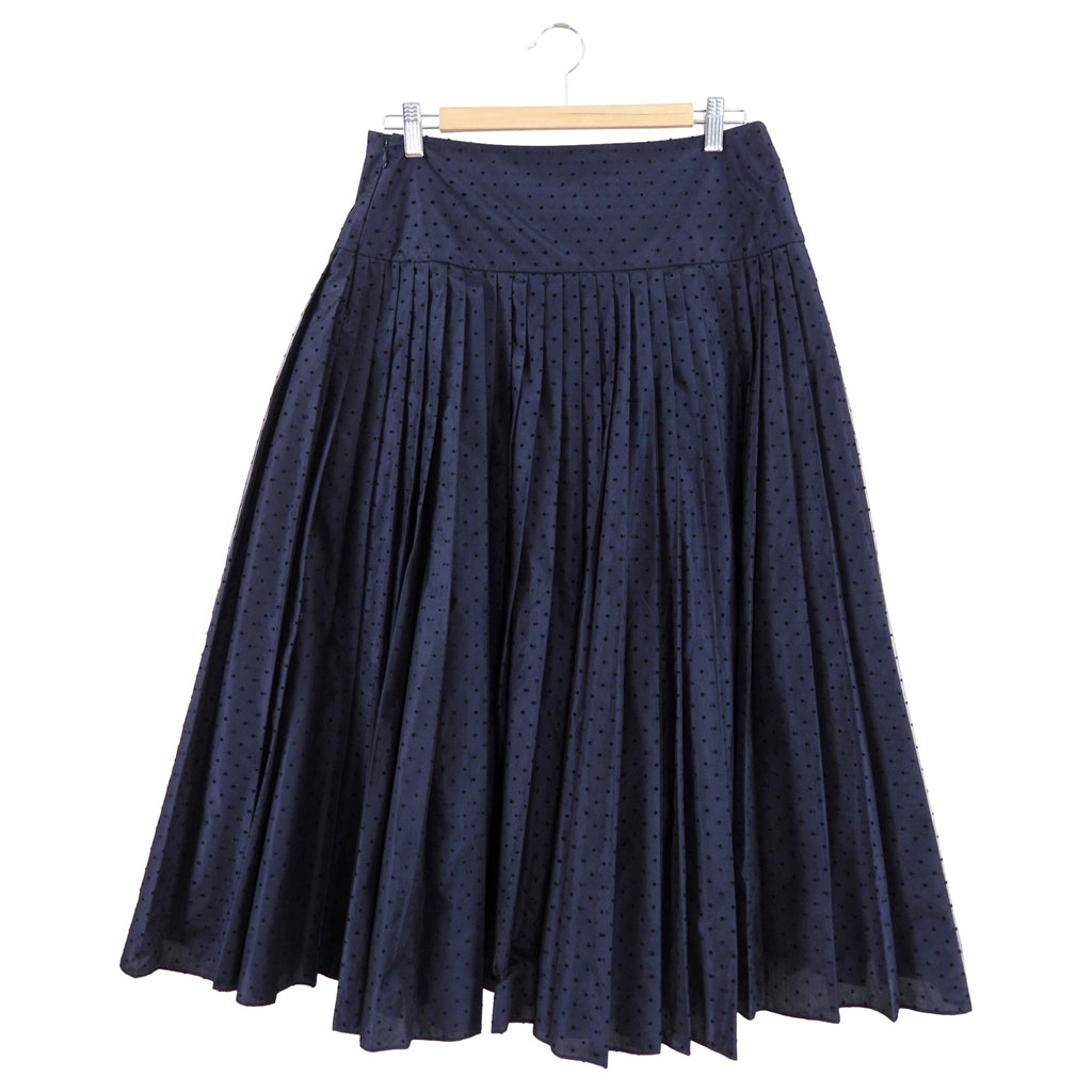 Christian Dior Midnight Navy Tulle Swiss Dot Pleat Skirt - 30" waist