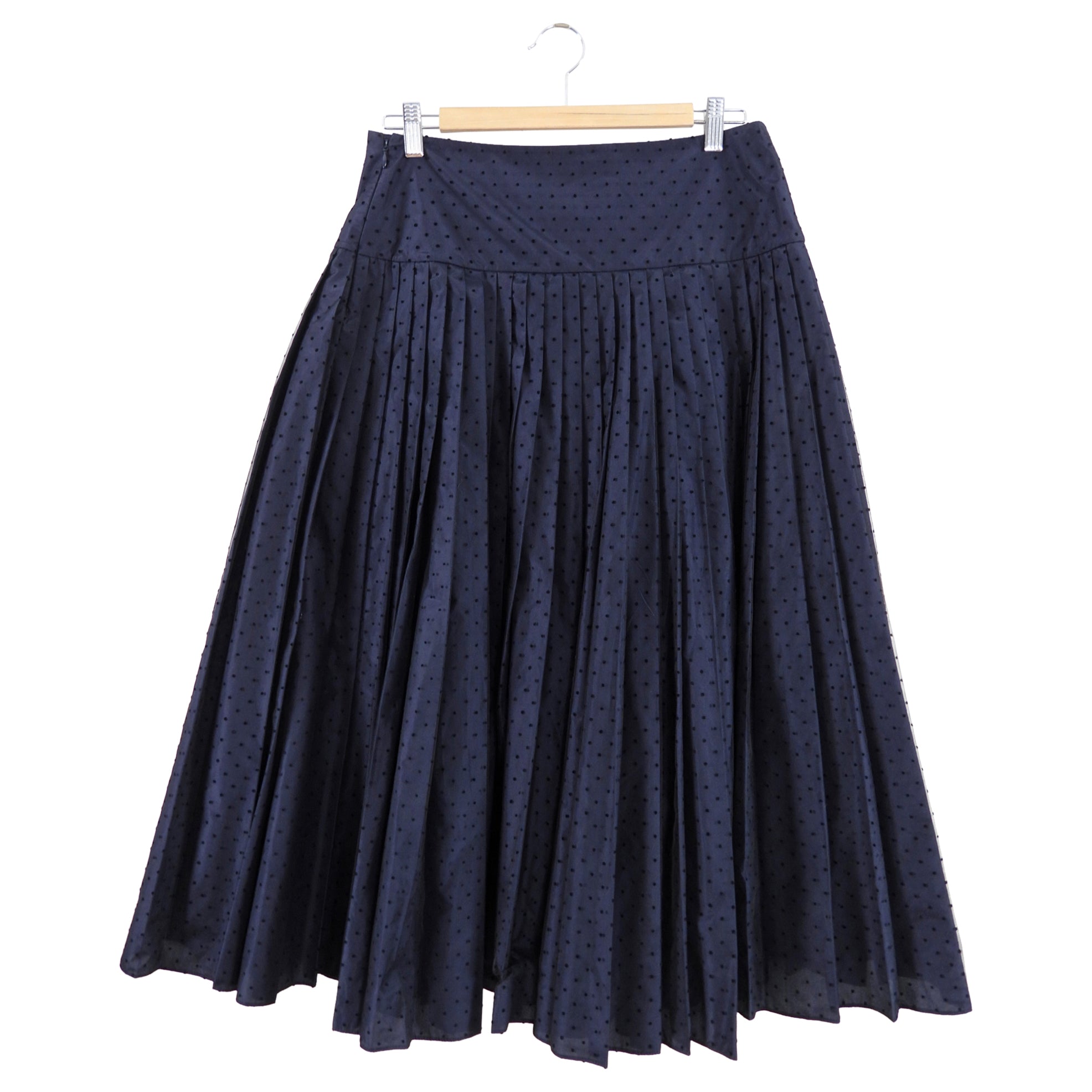 Christian Dior Midnight Navy Tulle Swiss Dot Pleat Skirt - 30" waist