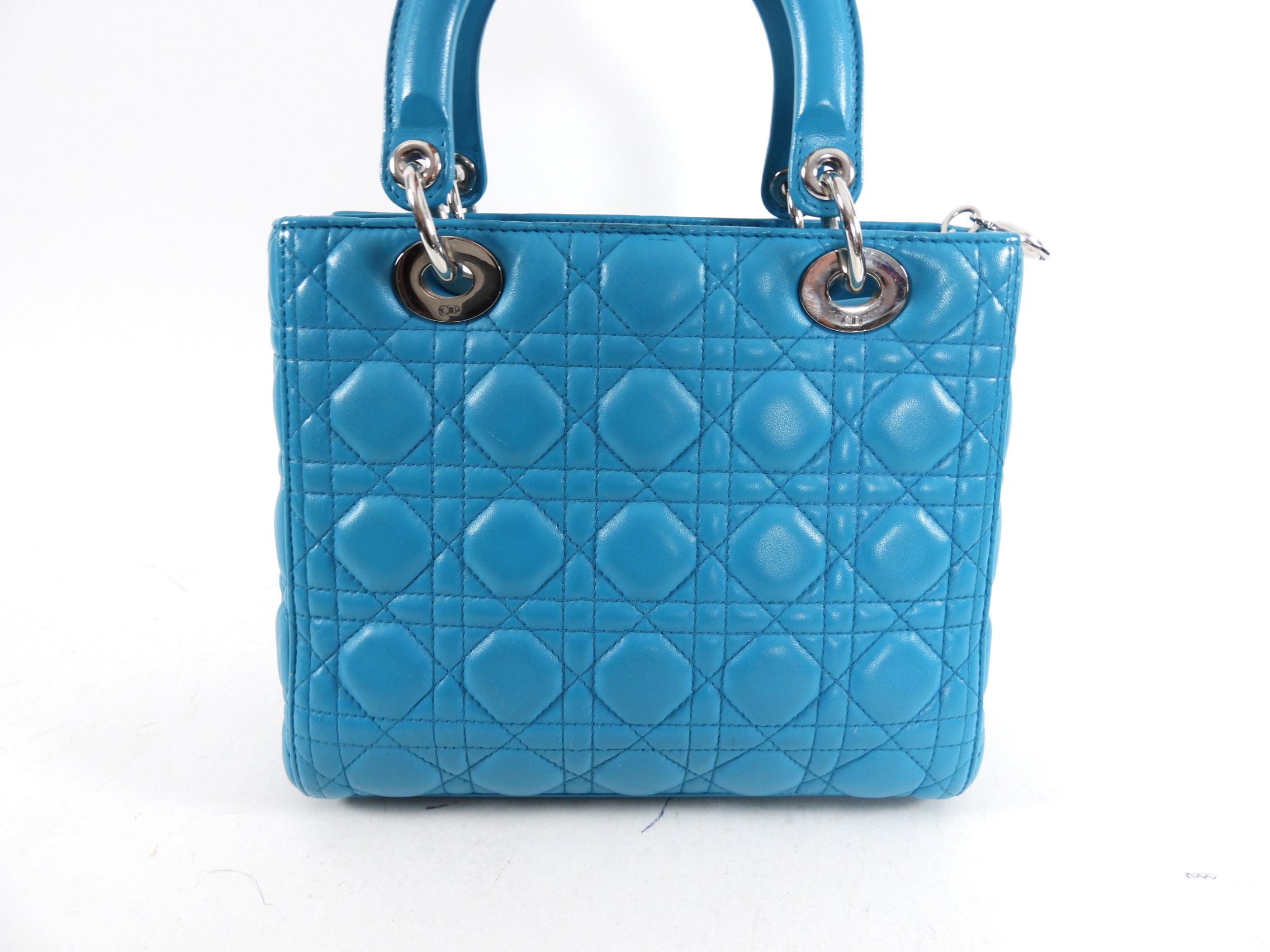 Dior Lady Dior Turquoise Leather Medium Canage Quilt Bag