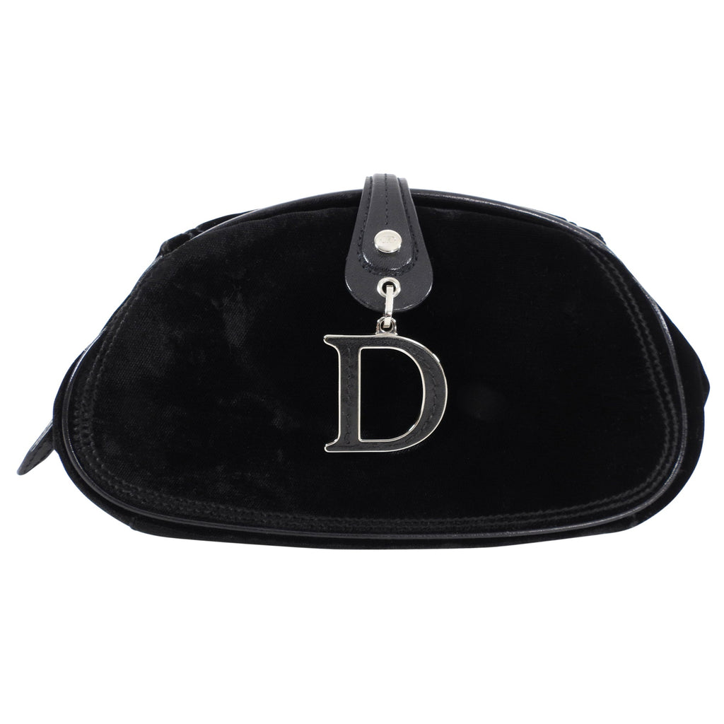 Dior Black Velvet D Charm Small Evening Clutch