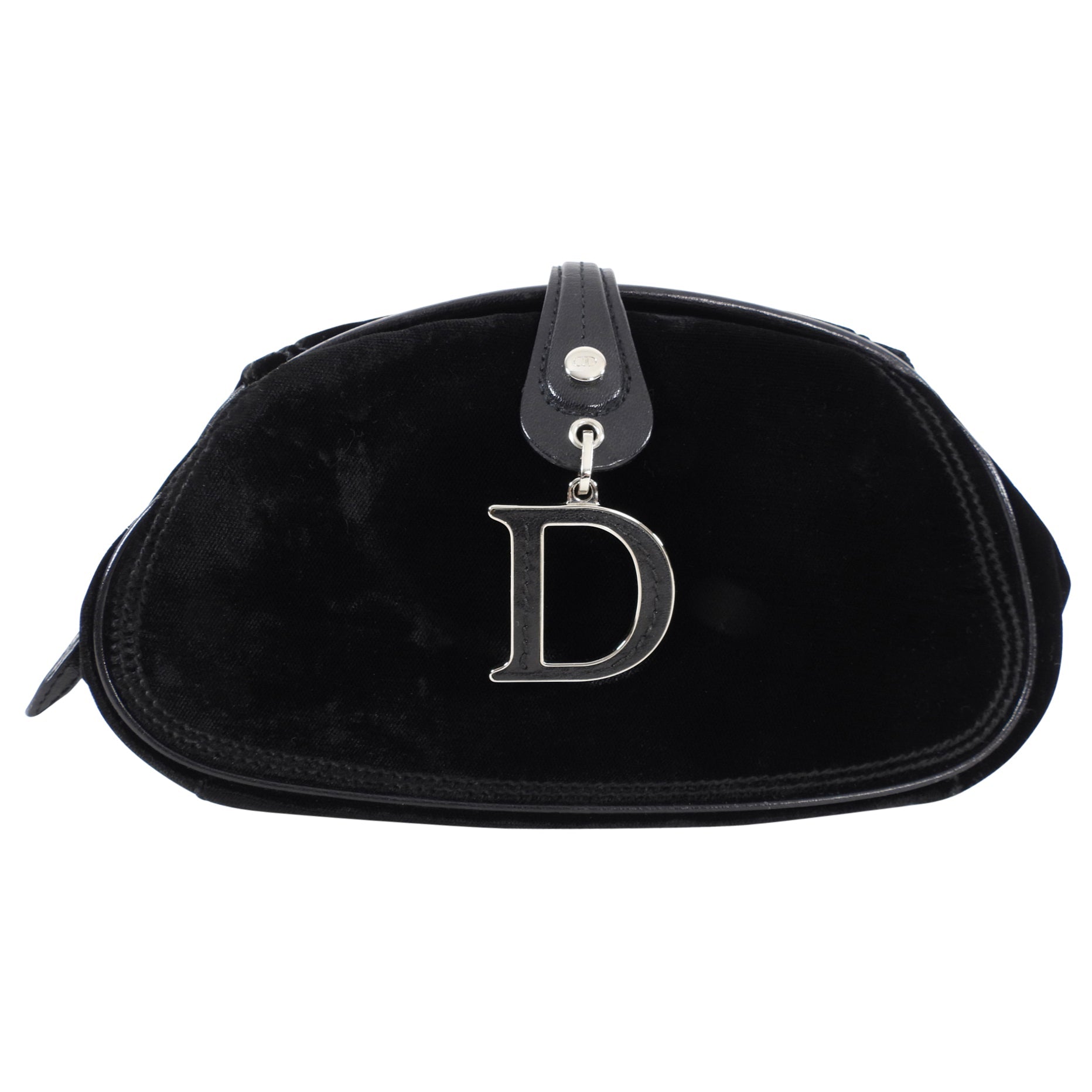 Dior Black Velvet D Charm Small Evening Clutch