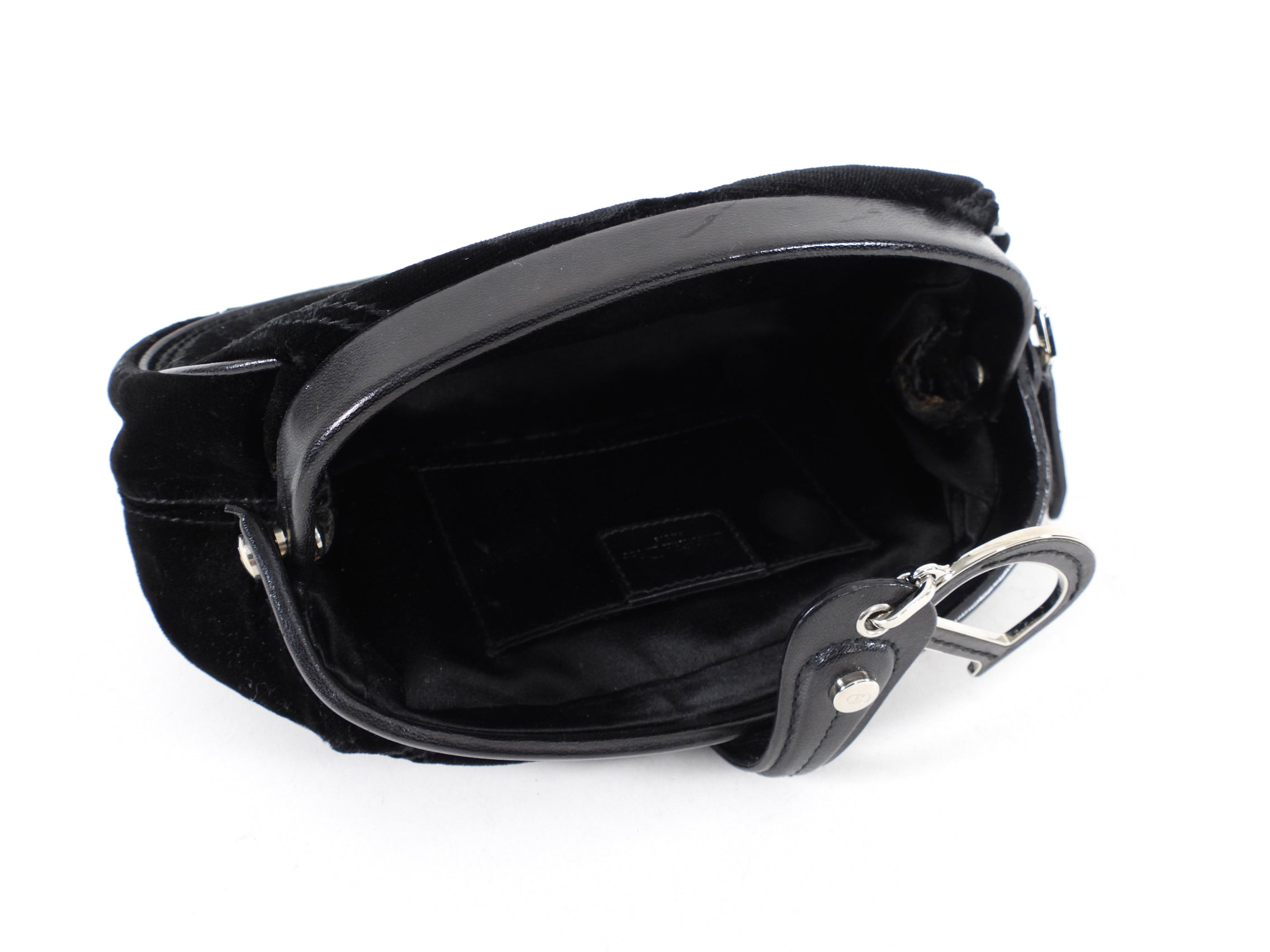 Dior Black Velvet D Charm Small Evening Clutch