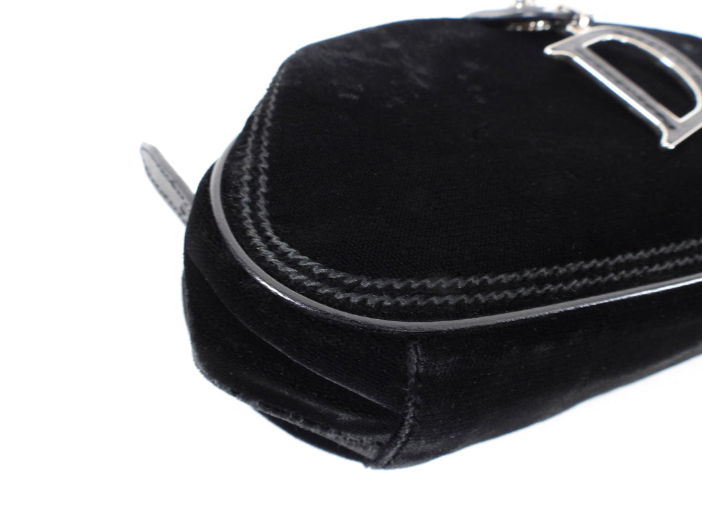 Dior Black Velvet D Charm Small Evening Clutch