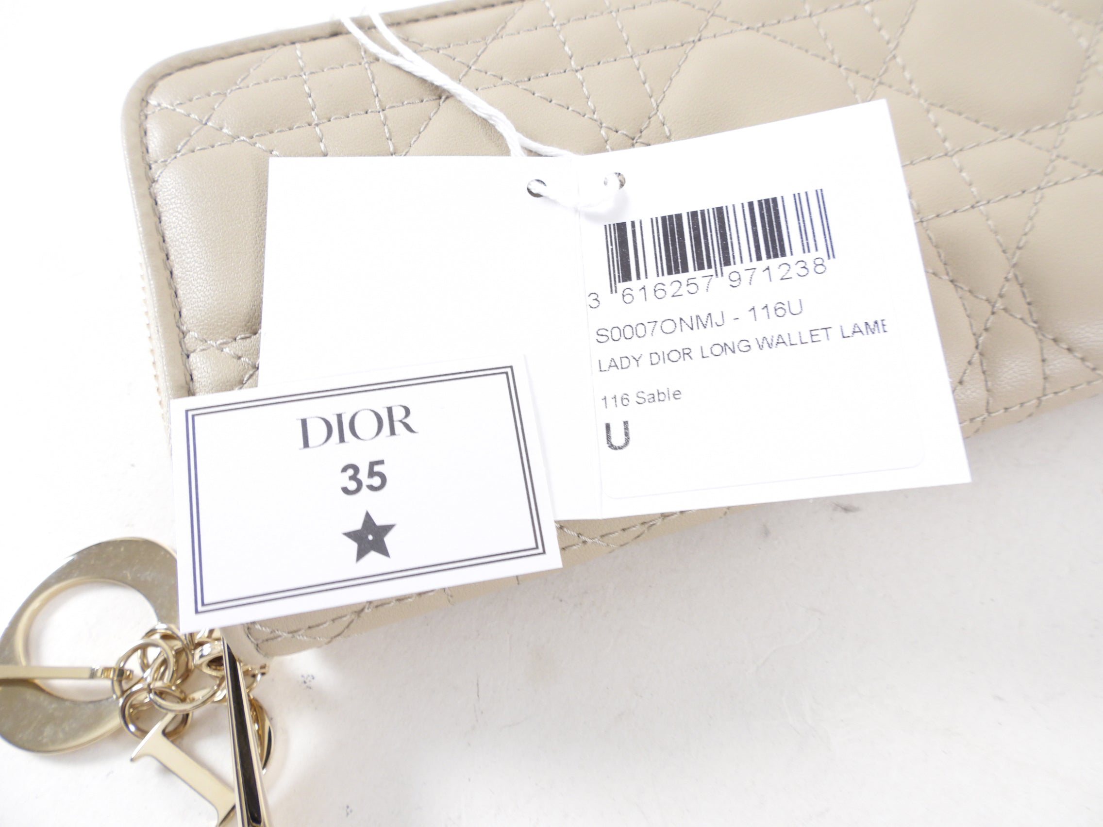 Christian Dior Lady Dior Light Beige Cannage Lambskin Voyageur Wallet