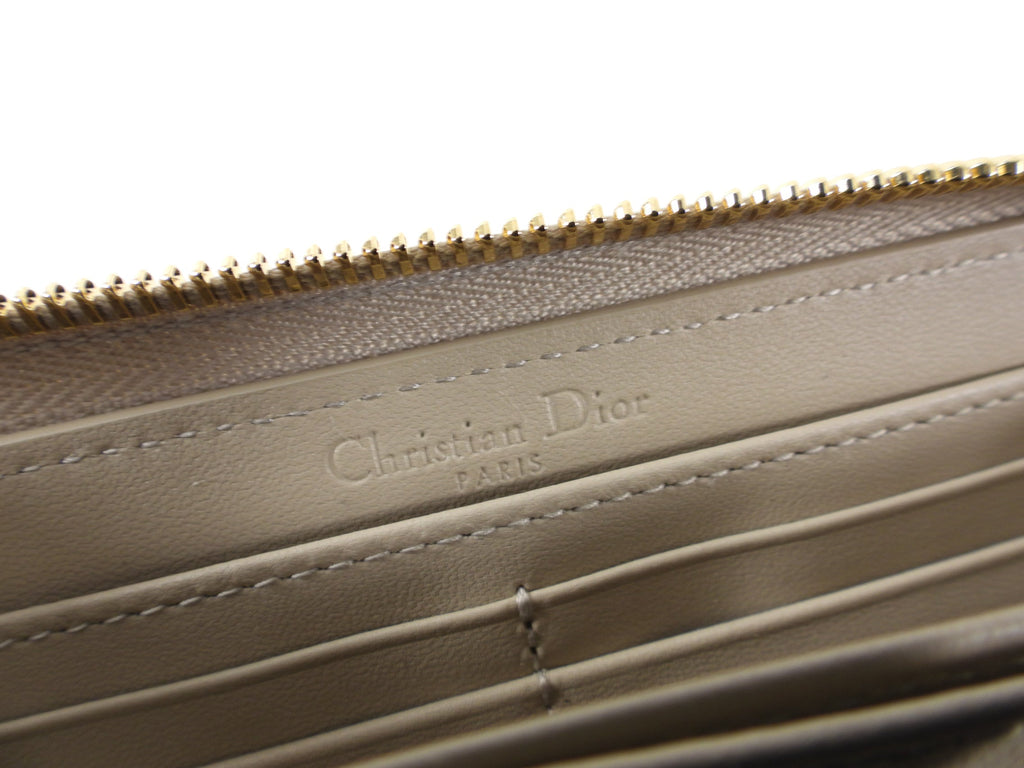 Christian Dior Lady Dior Light Beige Cannage Lambskin Voyageur Wallet