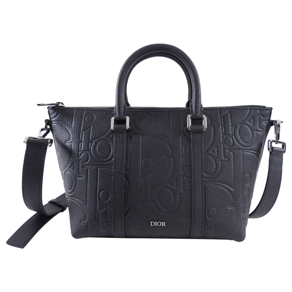 Christian Dior Black Gravity Leather Weekender 25 Bag