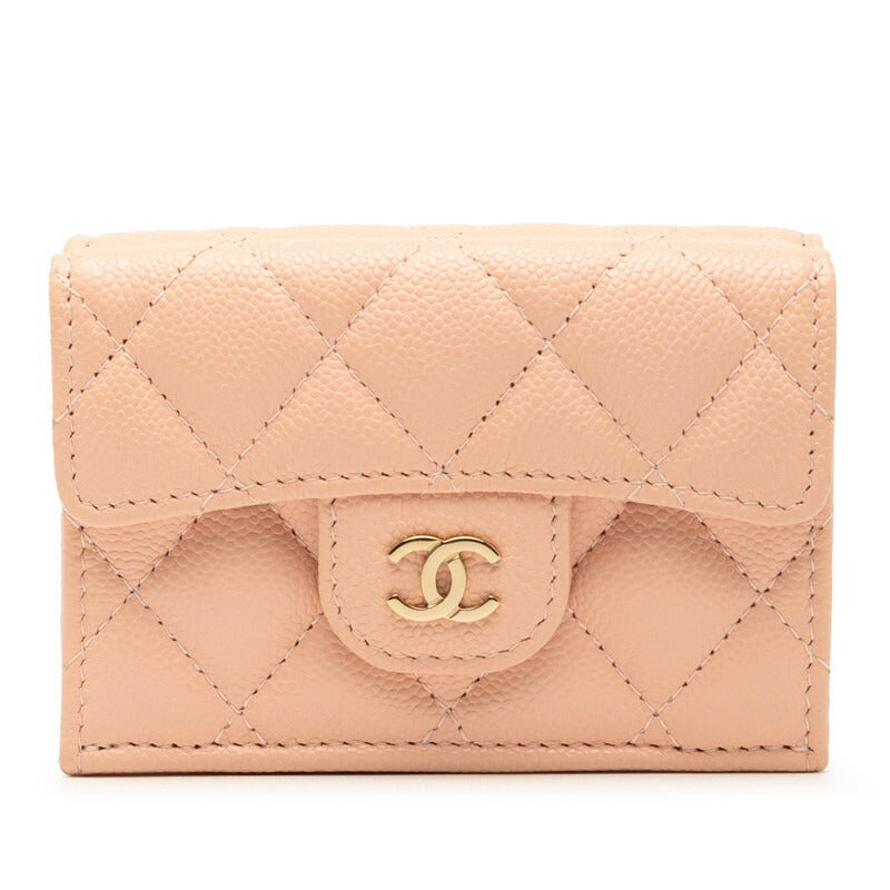 Chanel Coco Mark Matelassé Caviar Skin Trifold Wallet