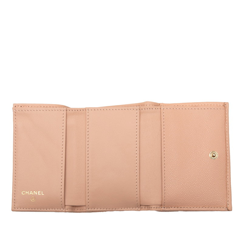 Chanel Coco Mark Matelassé Caviar Skin Trifold Wallet