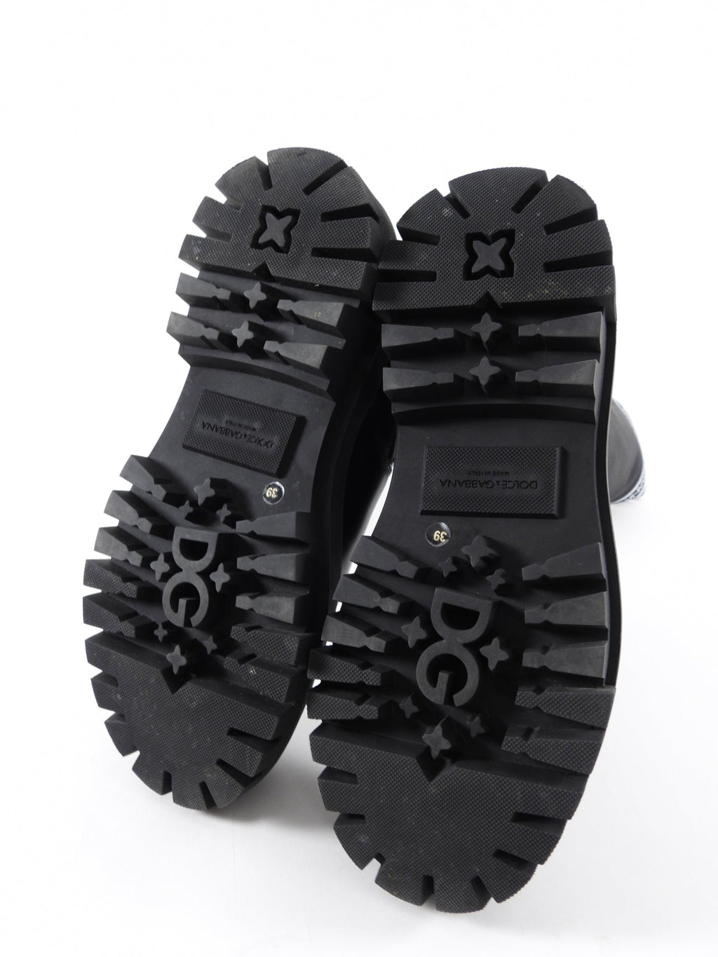 Dolce & Gabbana Black Lug Sole Tall Logo Sock Boot - 39