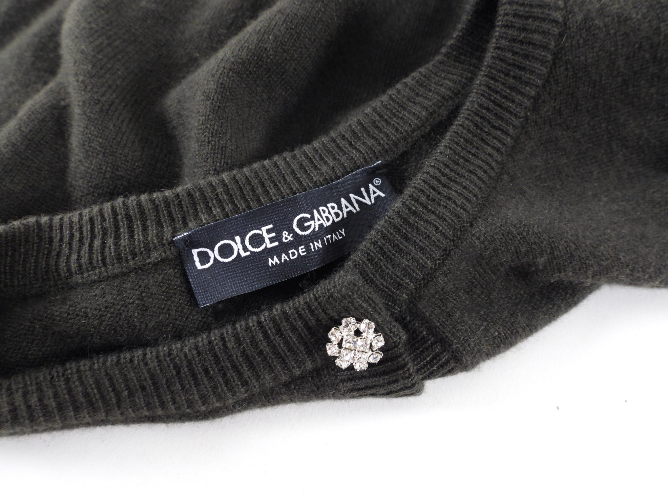 Dolce & Gabbana Olive Cashmere igan with Jewel Buttons - IT40 (4)