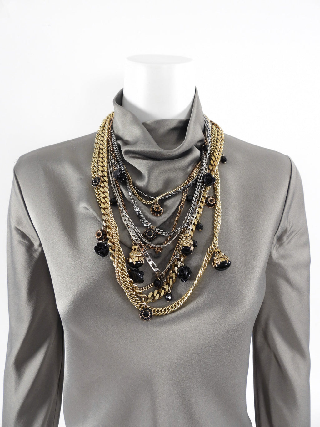 Dolce & Gabbana Multi Chain Charm Statement Necklace