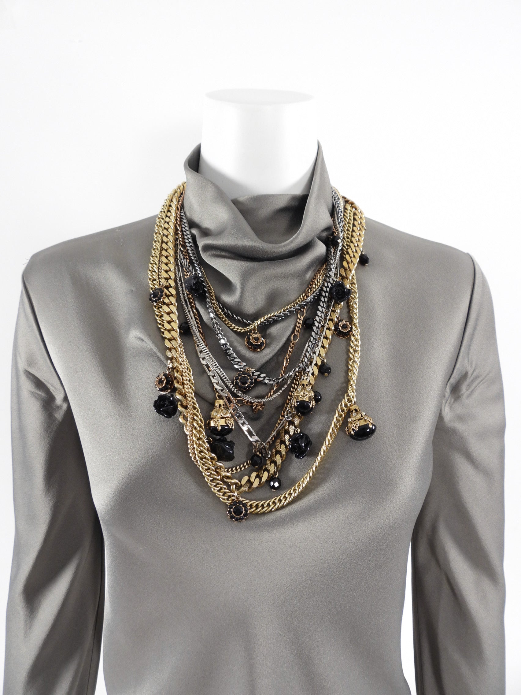 Dolce & Gabbana Multi Chain Charm Statement Necklace