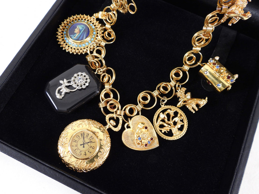 Dolce & Gabbana Gold Long Chain Antique Charm Runway Necklace