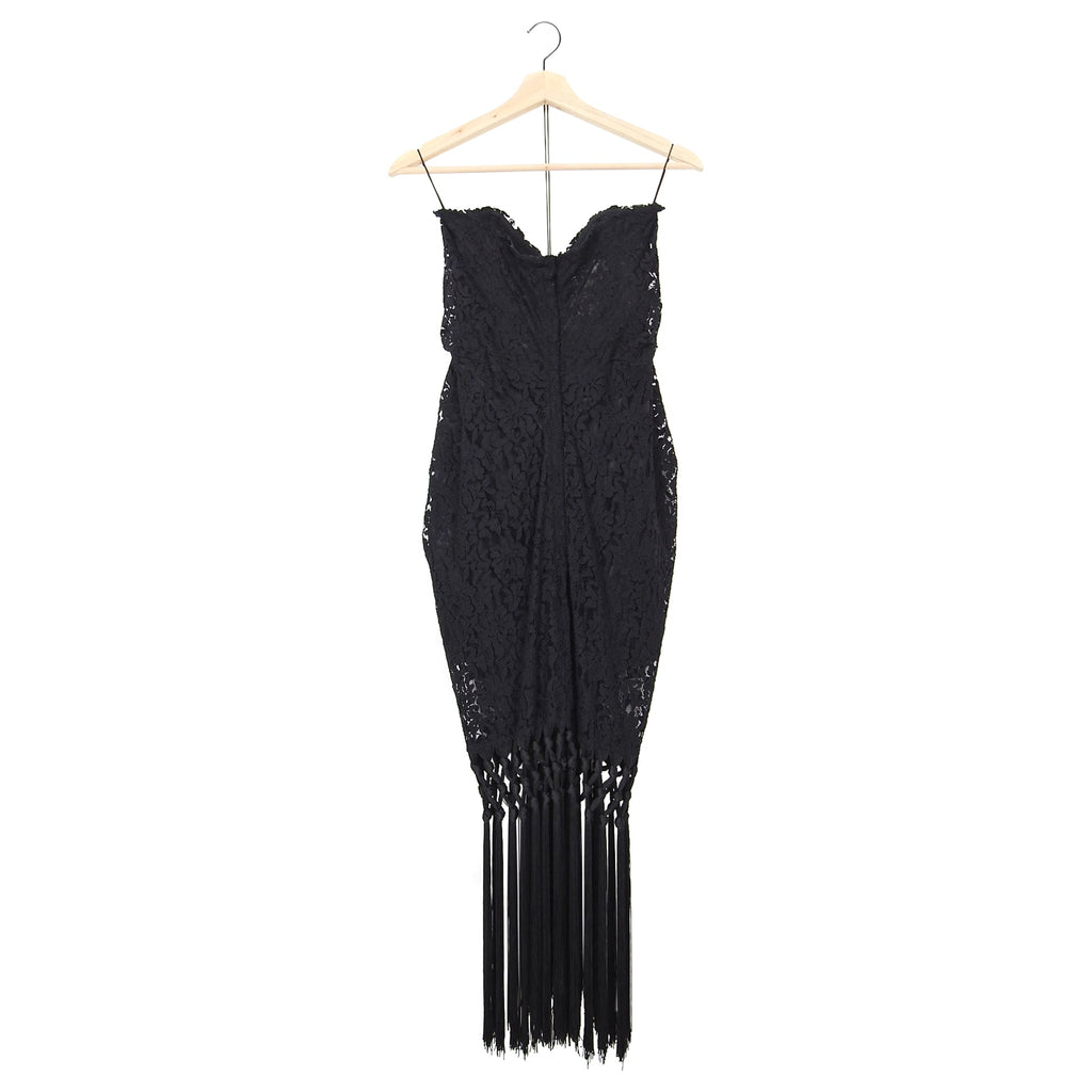 Dolce & Gabbana Black Strapless Lace Fringe Cocktail Dress – IT42 / USA 6