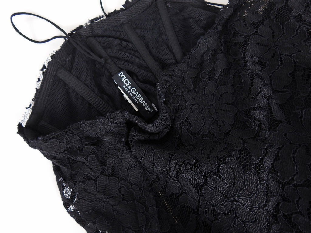 Dolce & Gabbana Black Strapless Lace Fringe Cocktail Dress – IT42 / USA 6