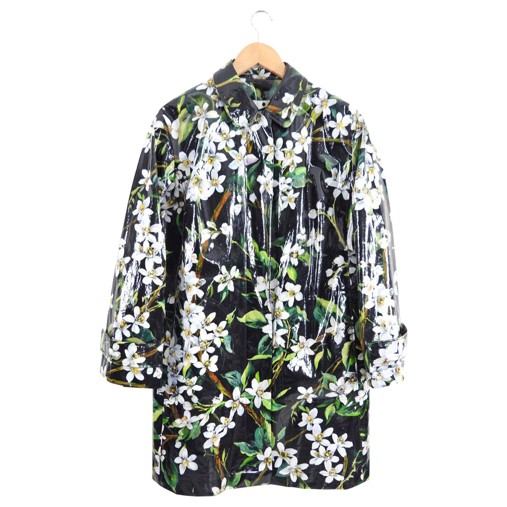 Dolce & Gabbana Black and White Floral Raincoat - S / M