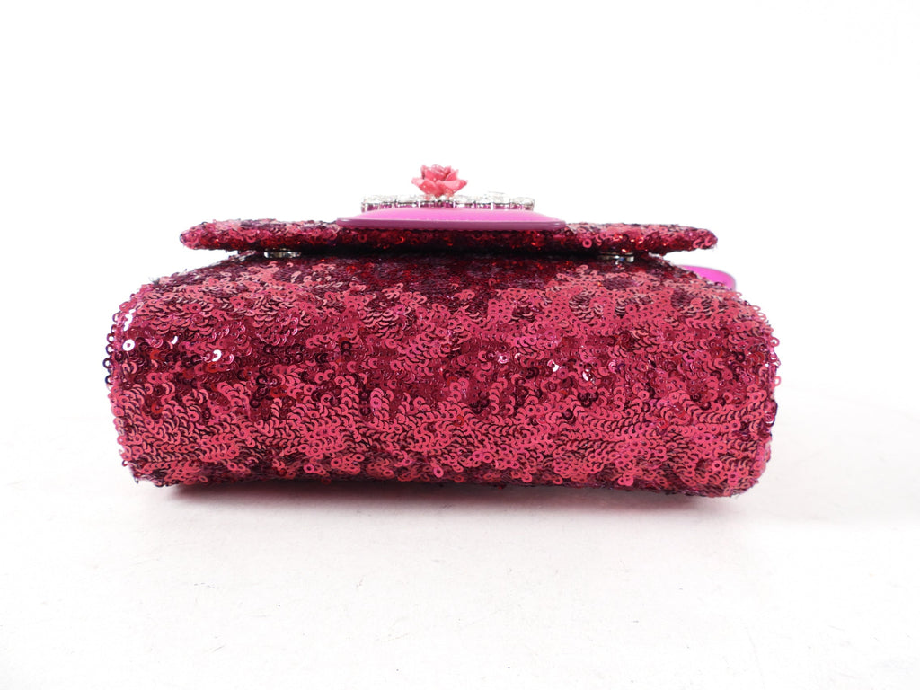 Dolce & Gabbana Millennial Fuchsia Sequin Crystal Crossbody Bag