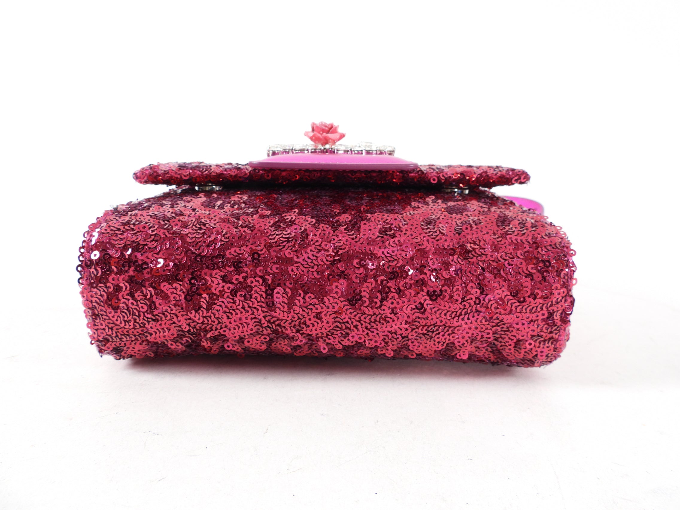 Dolce & Gabbana Millennial Fuchsia Sequin Crystal Crossbody Bag