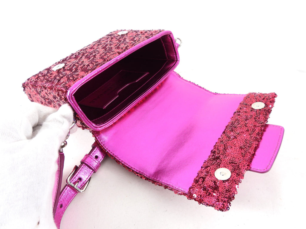 Dolce & Gabbana Millennial Fuchsia Sequin Crystal Crossbody Bag