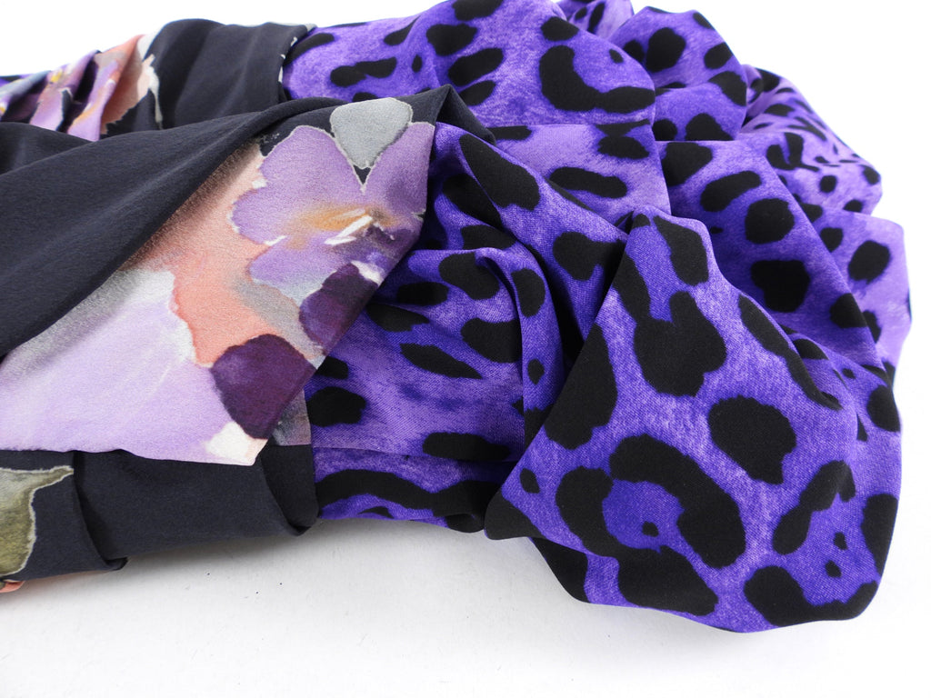 Dolce & Gabbana Purple Leopard and Floral Print Silk Dress - S / USA 4