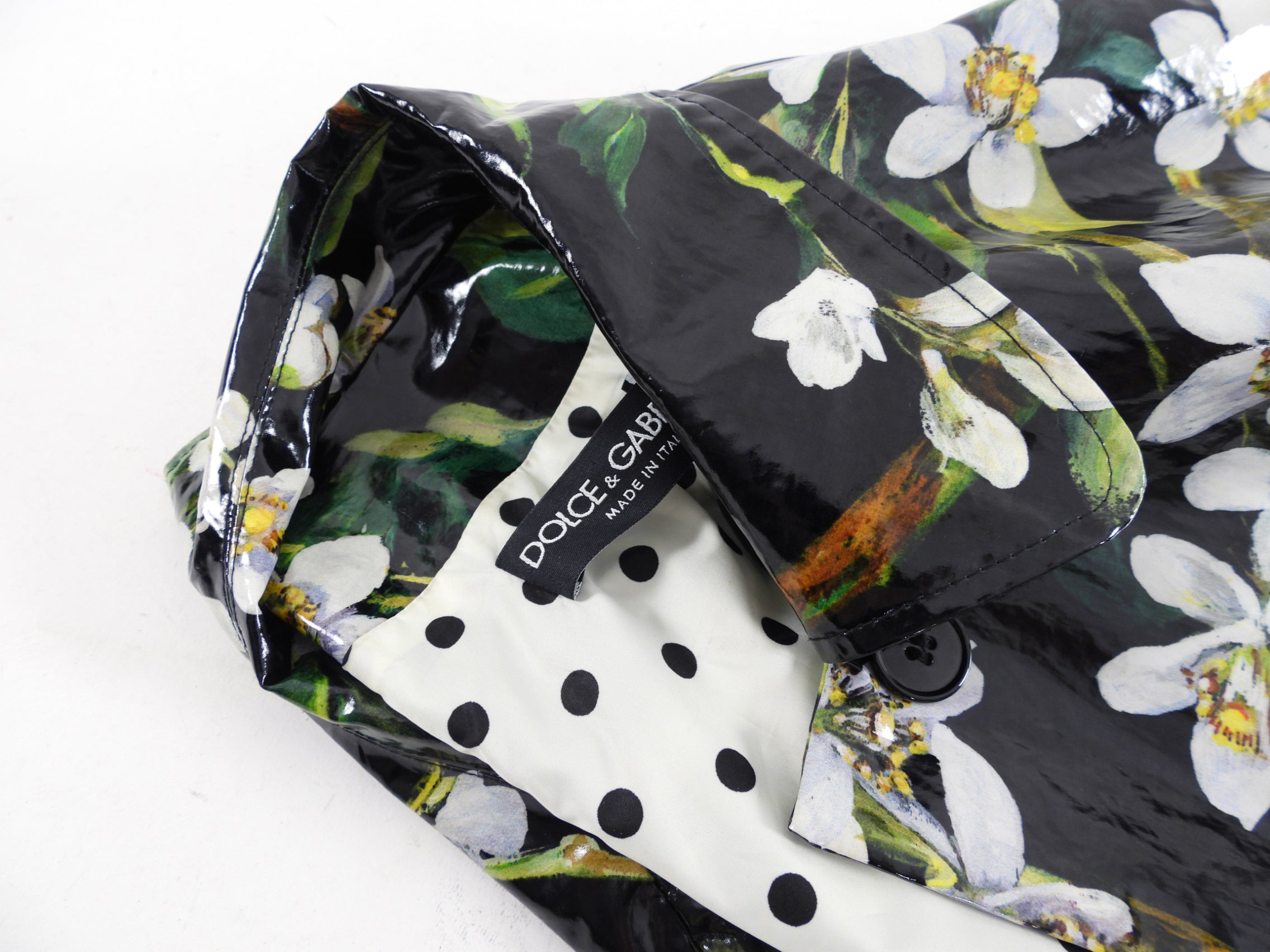 Dolce & Gabbana Black and White Floral Raincoat - S / M