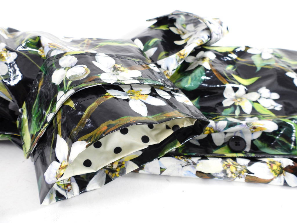 Dolce & Gabbana Black and White Floral Raincoat - S / M