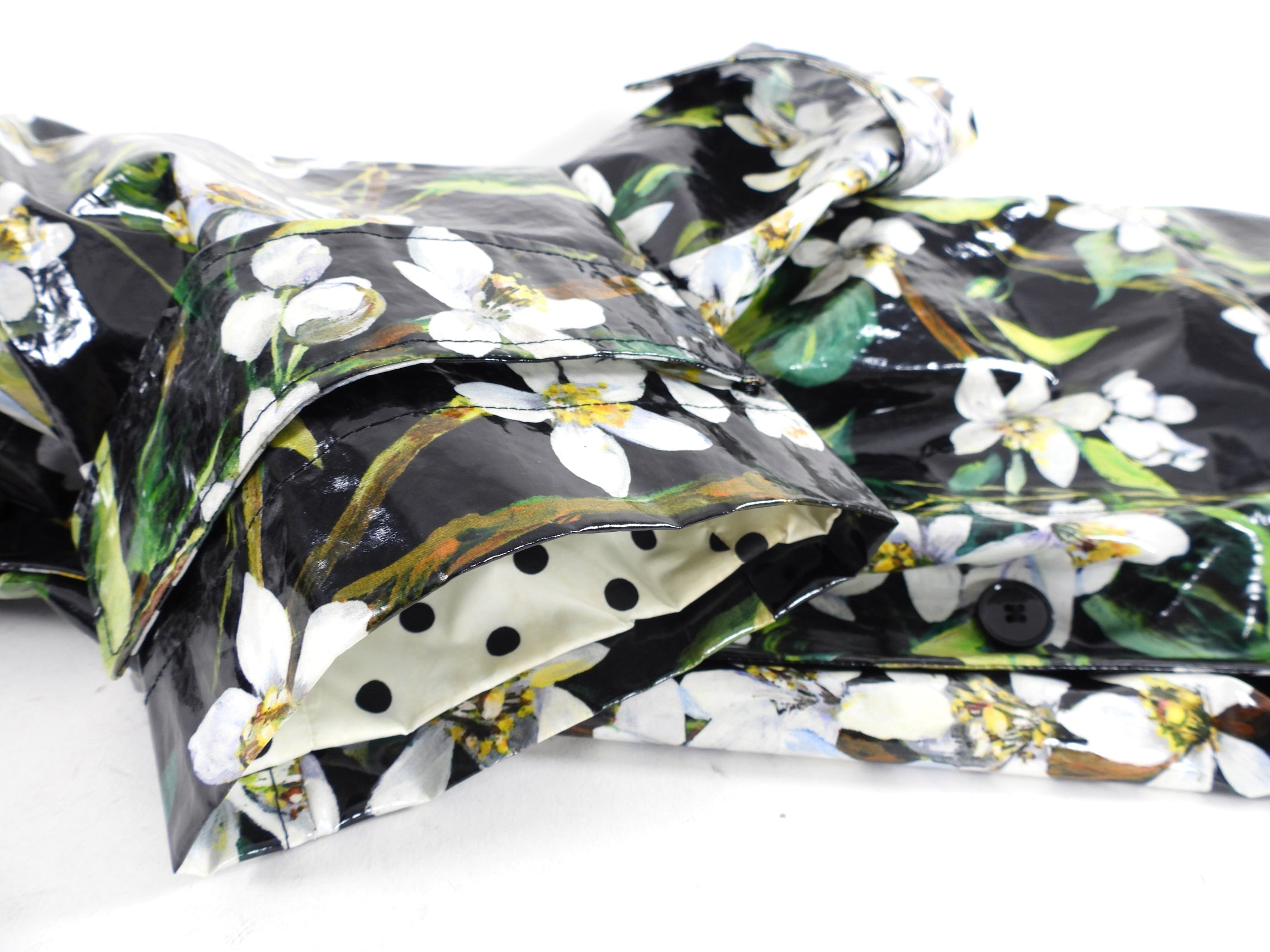 Dolce & Gabbana Black and White Floral Raincoat - S / M