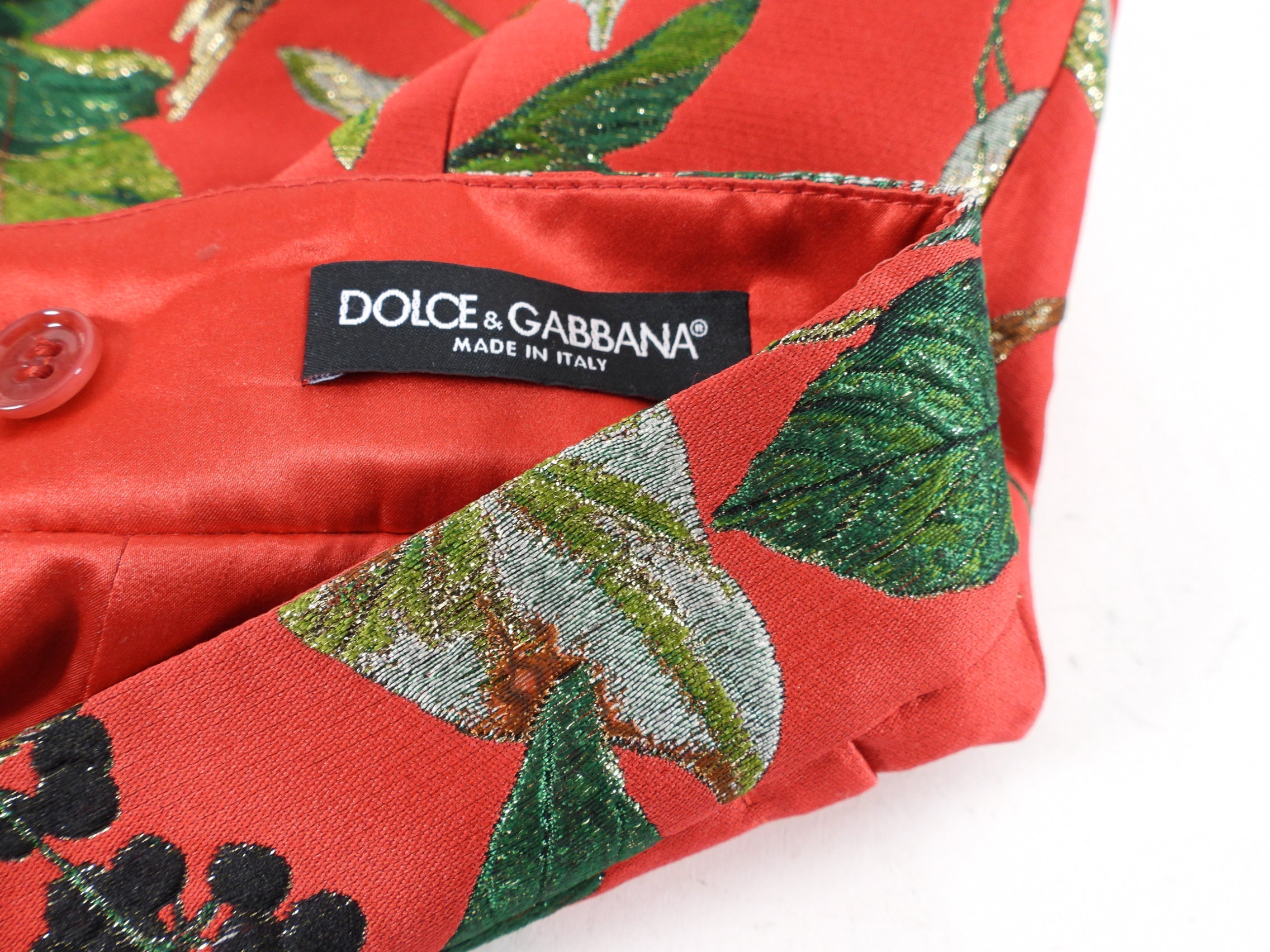 Dolce & Gabbana Red Green Gold Brocade Birds Mini Skirt - IT38 / 2 XS