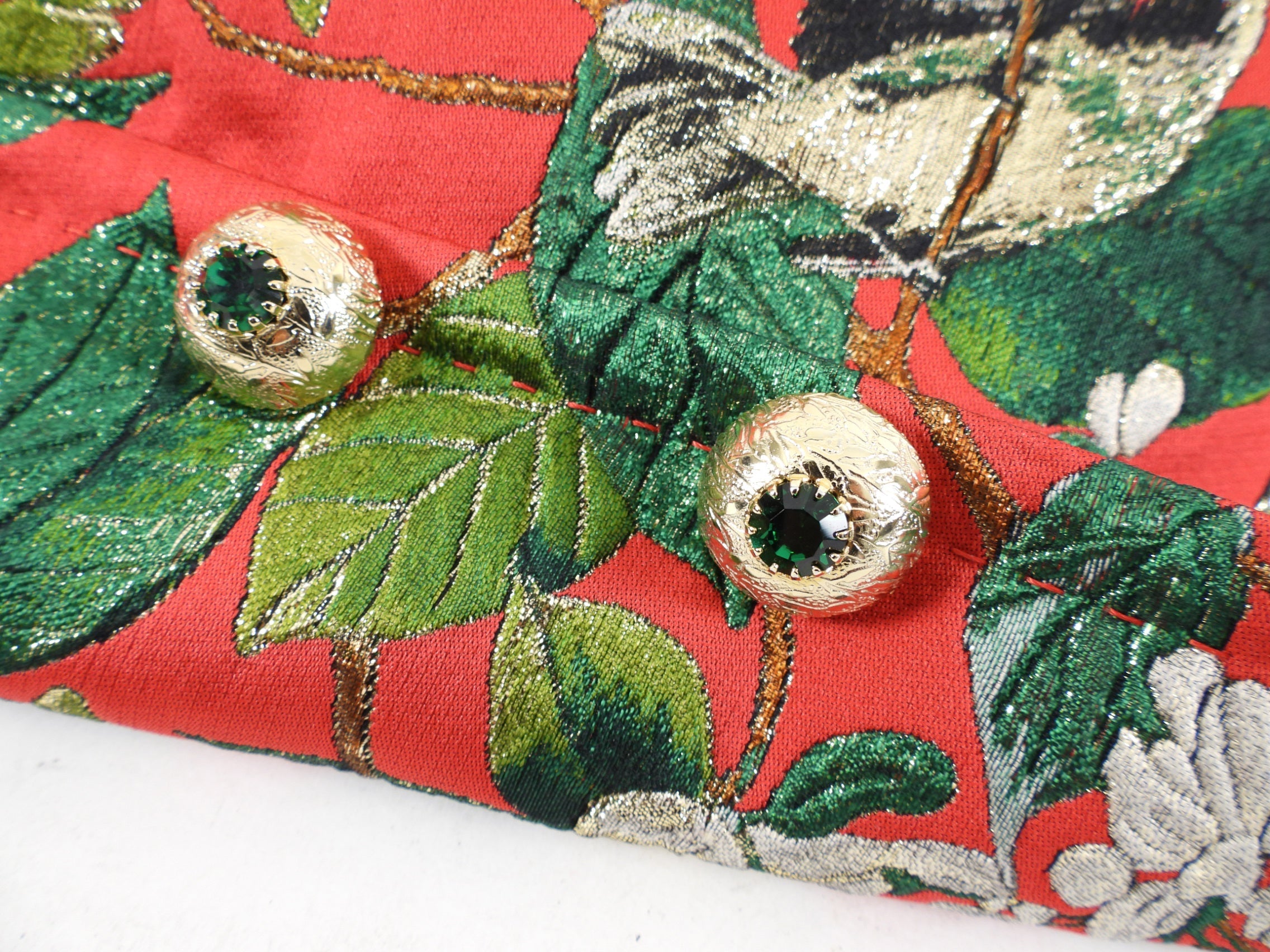 Dolce & Gabbana Red Green Gold Brocade Birds Mini Skirt - IT38 / 2 XS