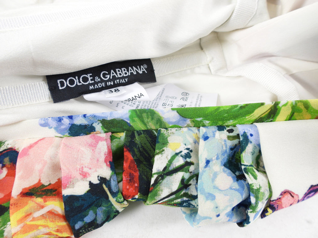 Dolce & Gabbana White Green Pink Floral Butterfly Halter Dress - IT38 / 2
