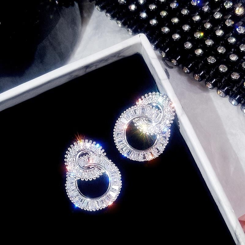 Double Crystal Hoop Earrings