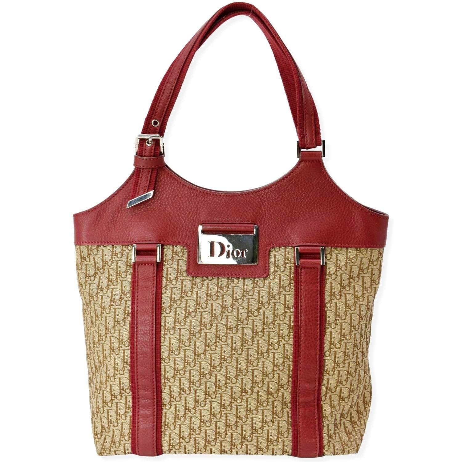 CHRISTIAN DIOR Street Chic Trotter Monogram Canvas Tote Bag Brown