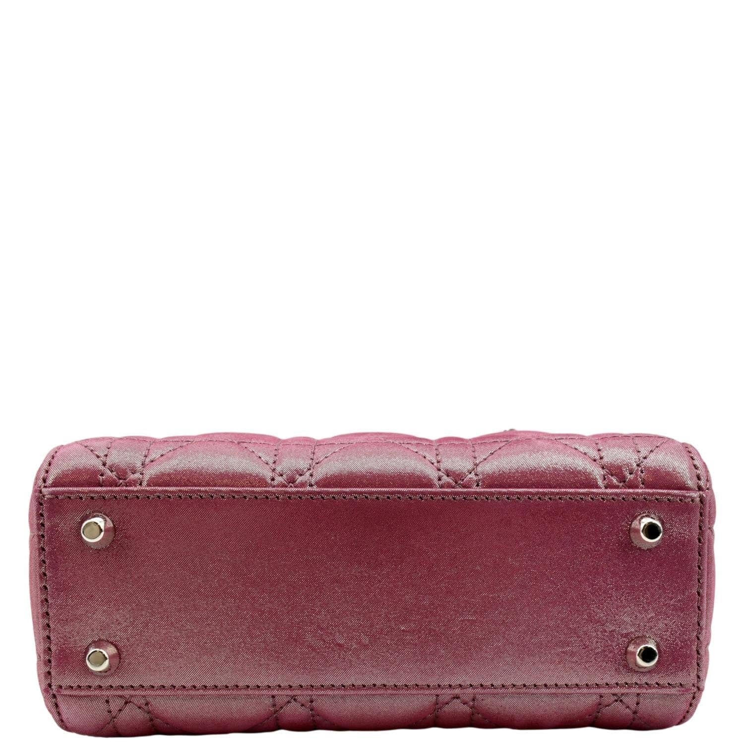 CHRISTIAN DIOR Mini Lady Dior Pearlescent Cannage Lambskin Shoulder Bag Pink