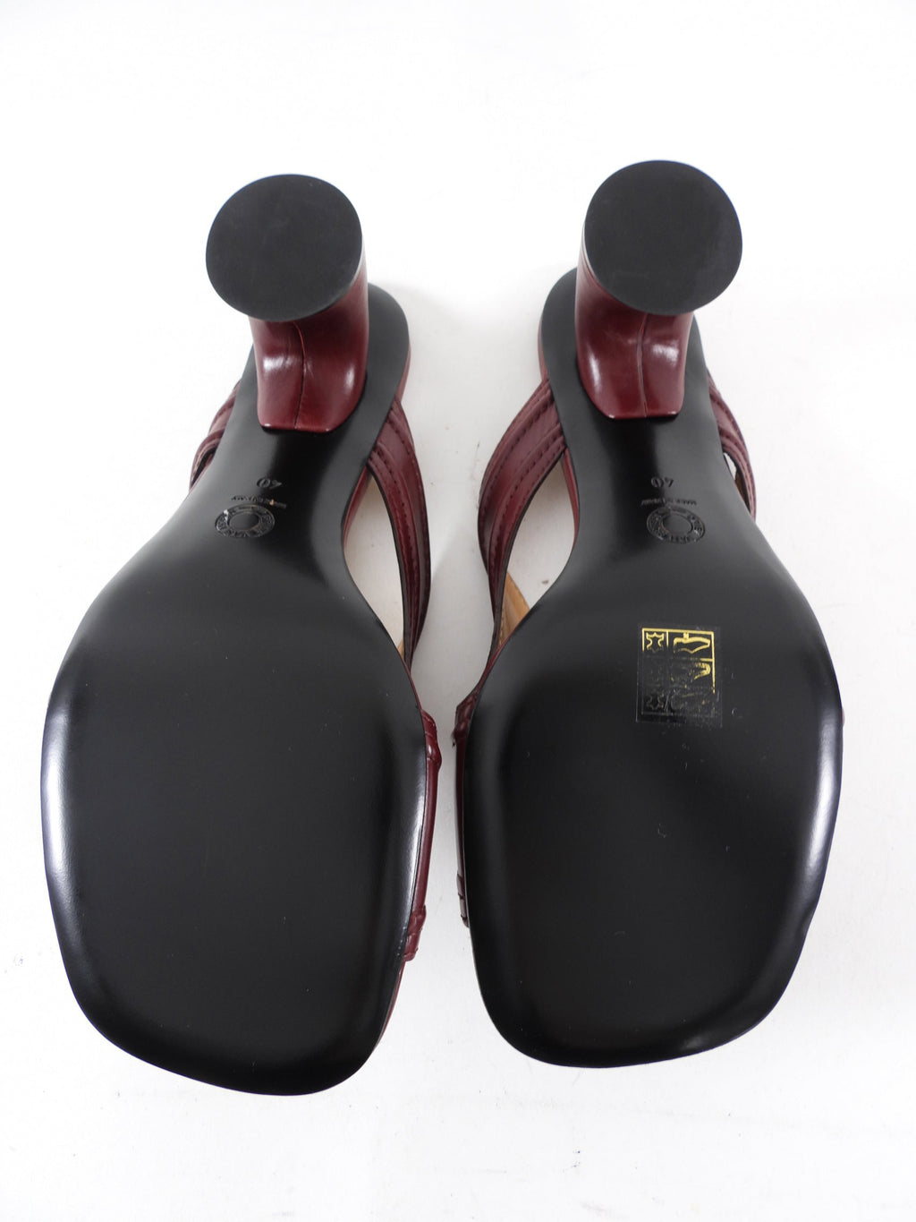 Dries Van Noten Burgundy Leather Curved Heel Mules - 40