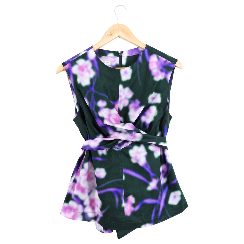 Dries van Noten Green and Purple Wrap Sash Top - M (6/8)