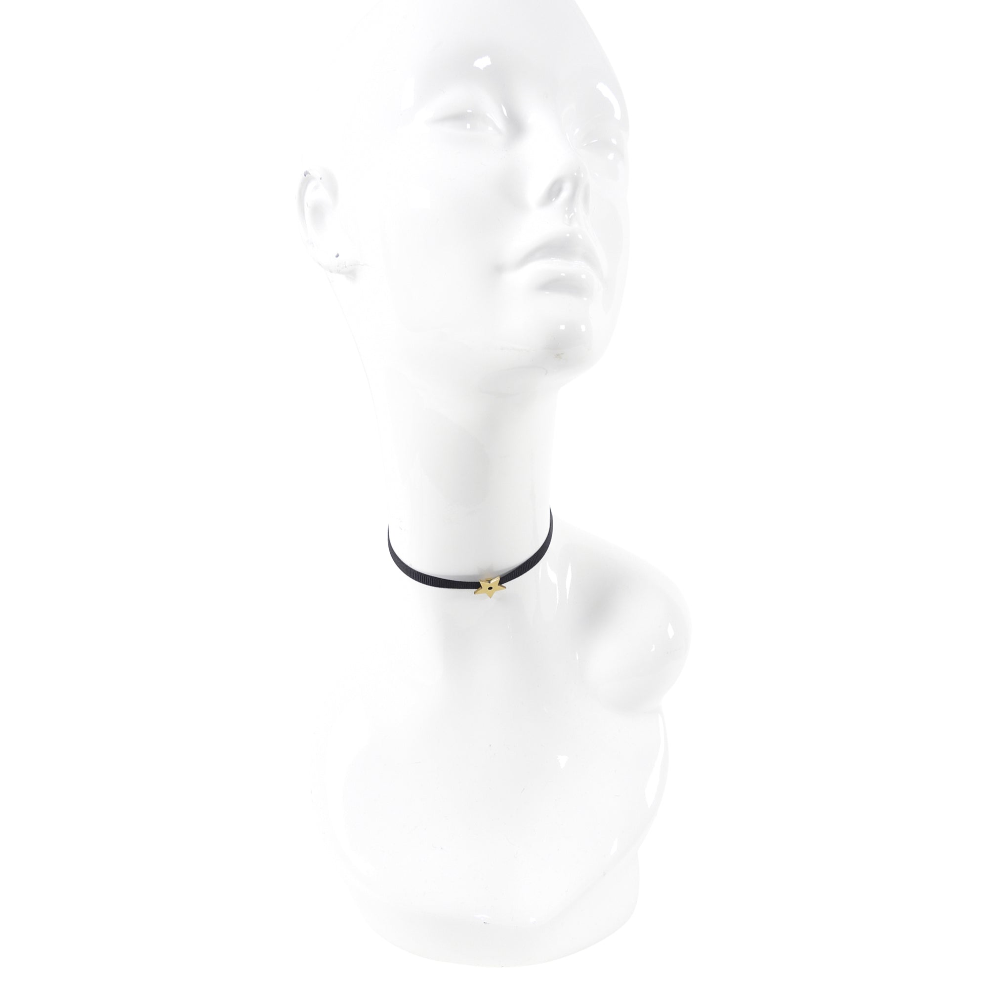 Dior Thin Black Ribbon Star Choker Necklace