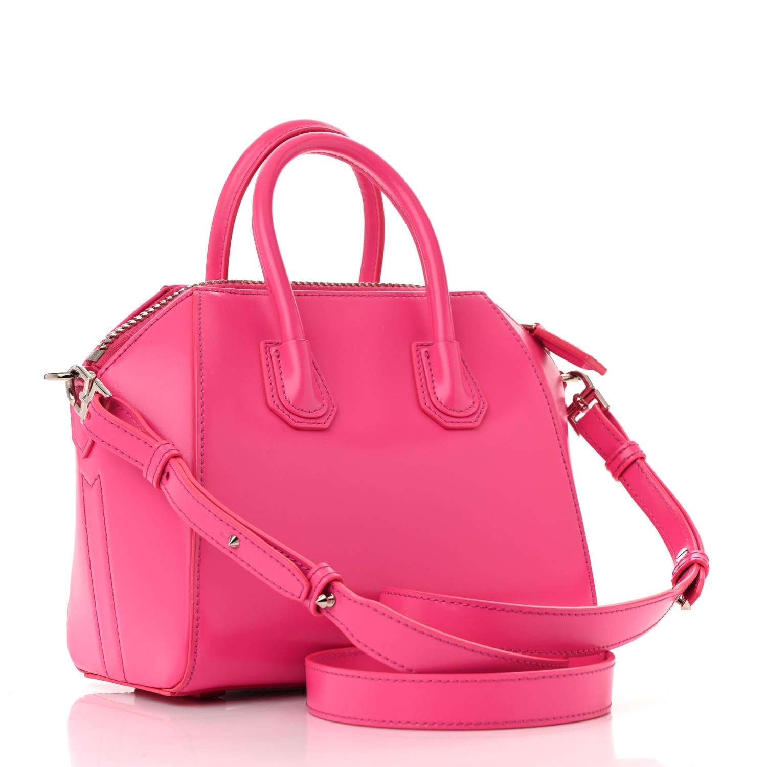 Shiny Lord Calfskin Mini Antigona Shocking Pink