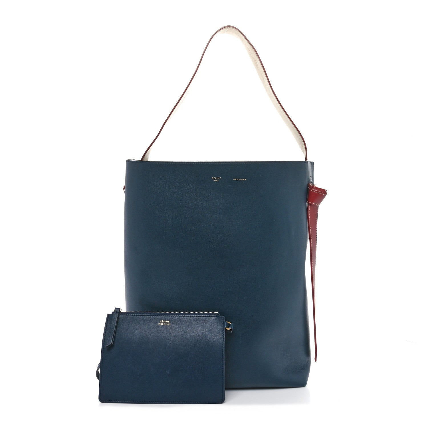 Shiny Smooth Calfskin Small Twisted Cabas Navy Black