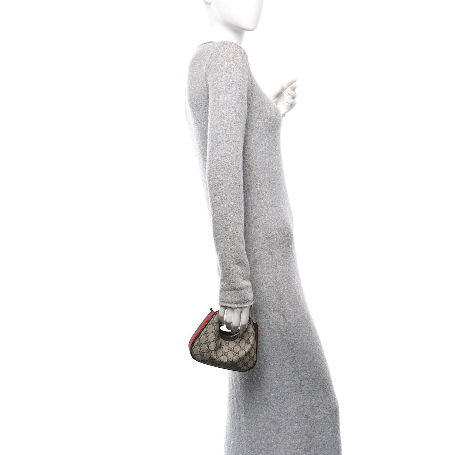 GG Supreme Monogram Textured Dollar Calfskin Web Mini Attache Bag Beige Ebony New Acero