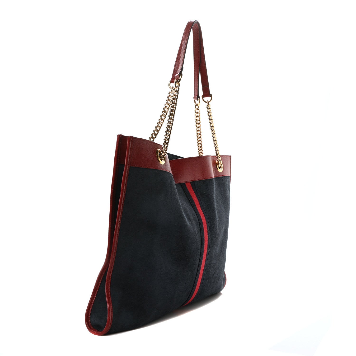 X MLB Suede Calfskin NY Yankees Large Rajah Chain Tote New Blue Romantic Cherry