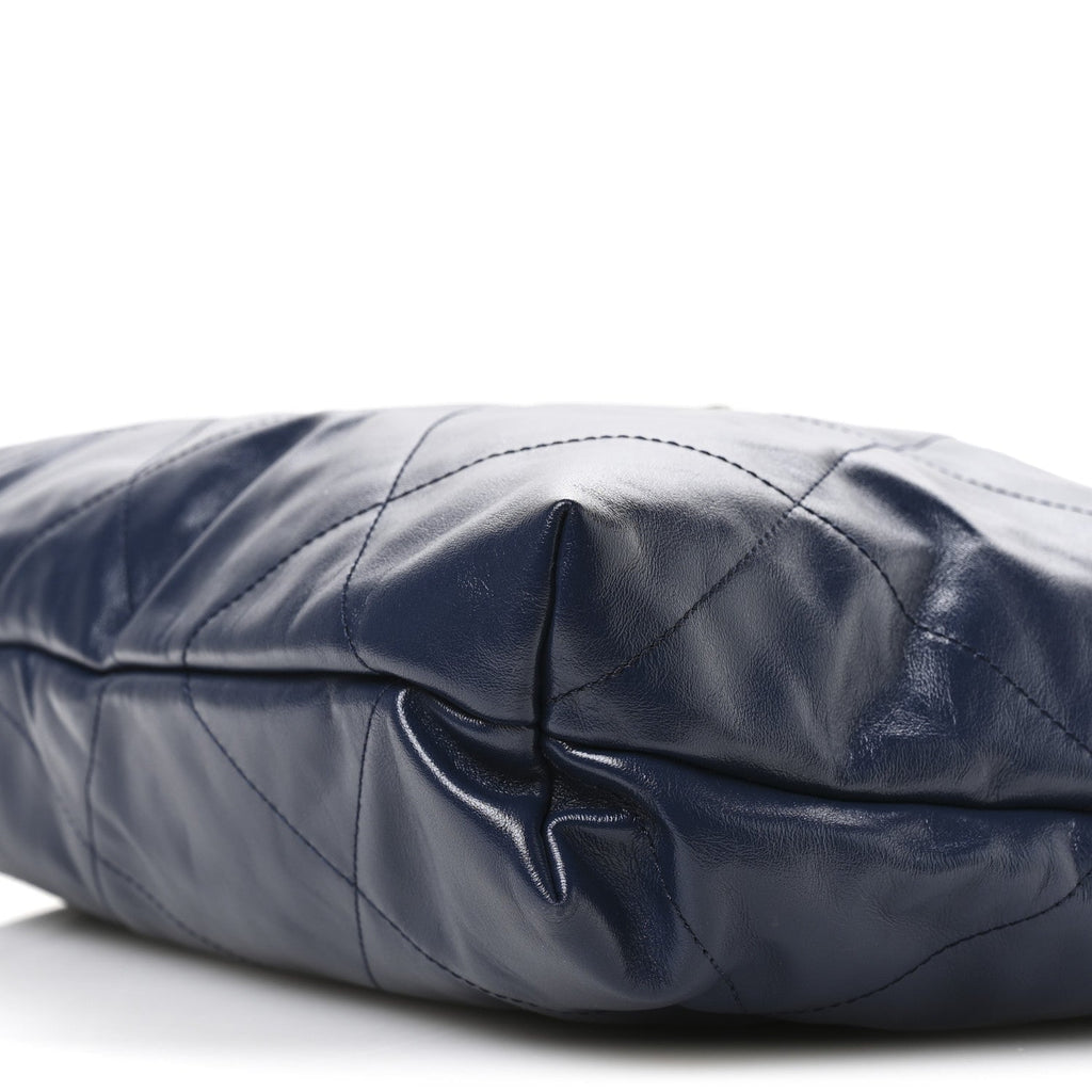 Shiny Calfskin Quilted Chanel 22 Navy Blue