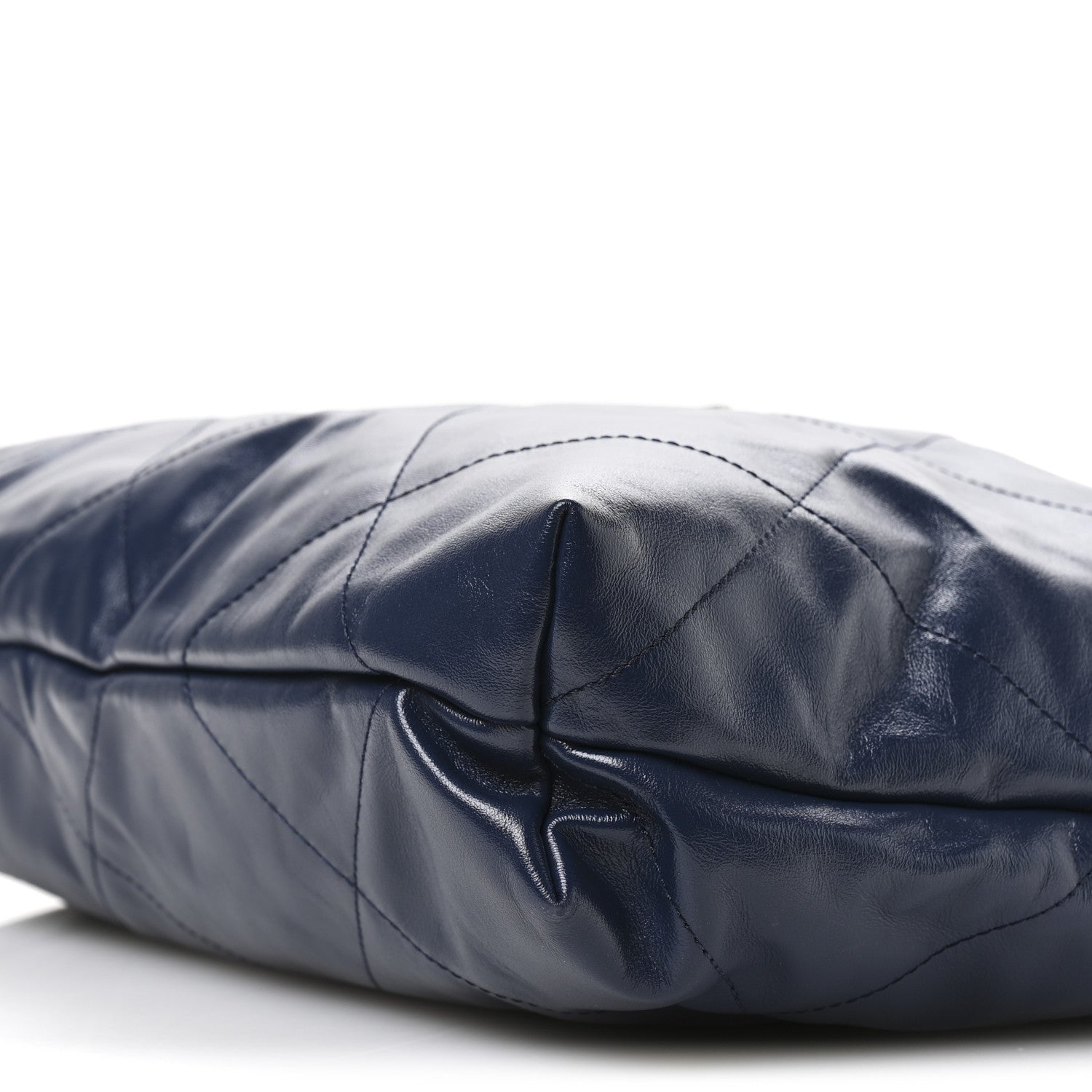 Shiny Calfskin Quilted Chanel 22 Navy Blue