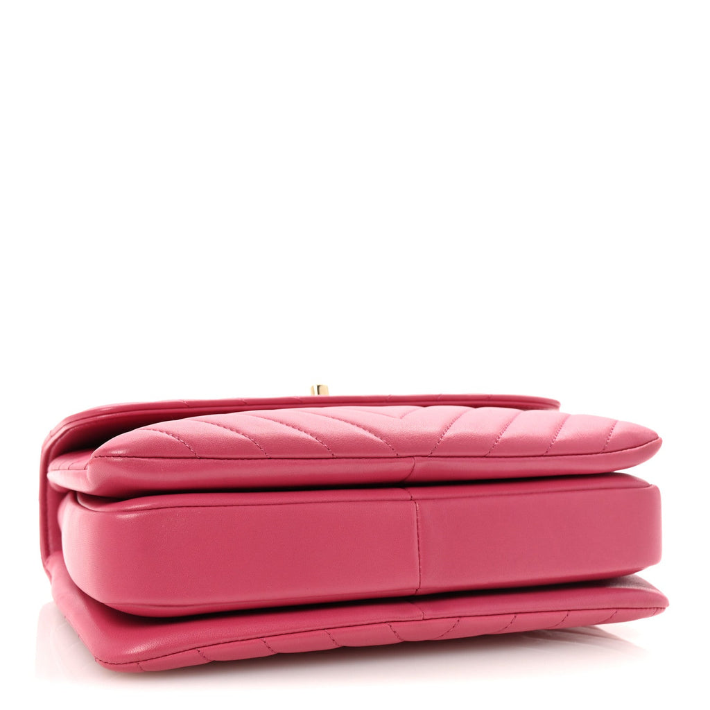 Lambskin Chevron Quilted Small Trendy CC Dual Handle Flap Bag Pink