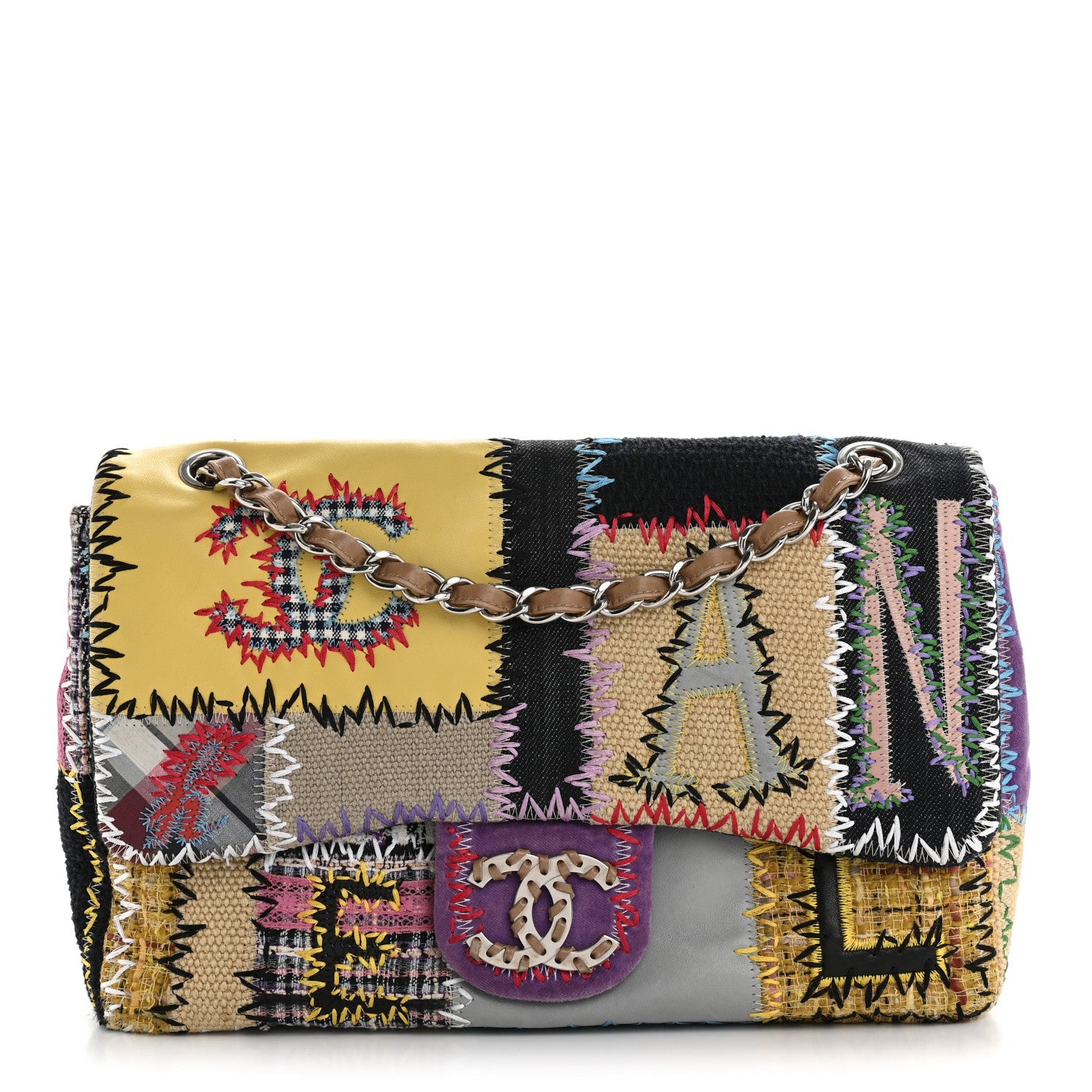 Patchwork Jumbo Flap Yellow Multicolor