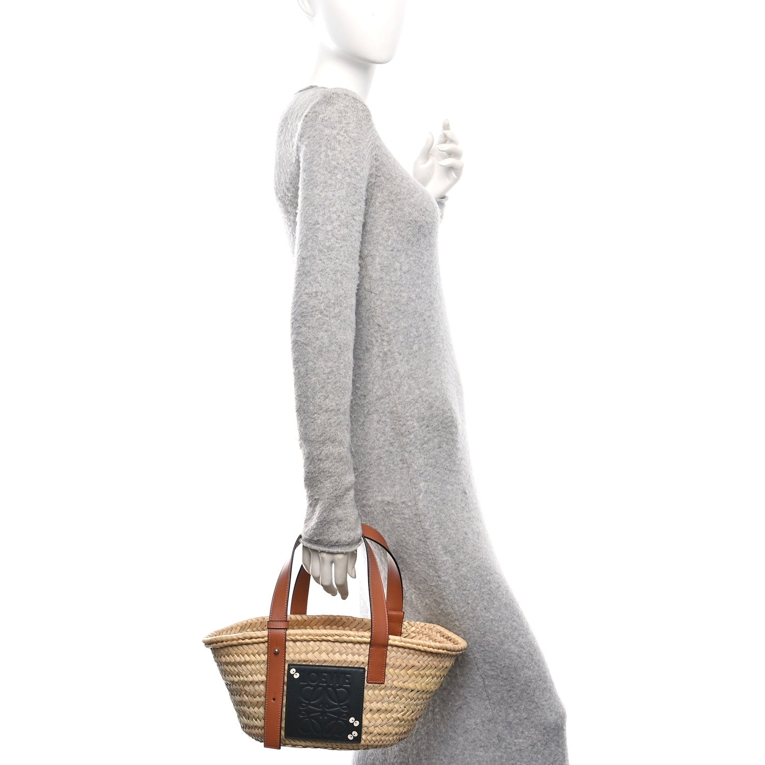 X MY NEIGHBOR TOTORO Raffia Small Dust Bunnies Basket Tote Bag Black Tan