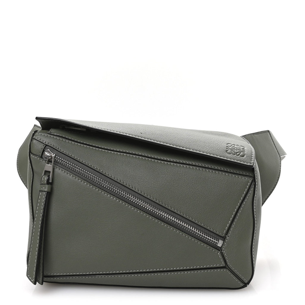 Calfskin Puzzle Bumbag Dark Sage